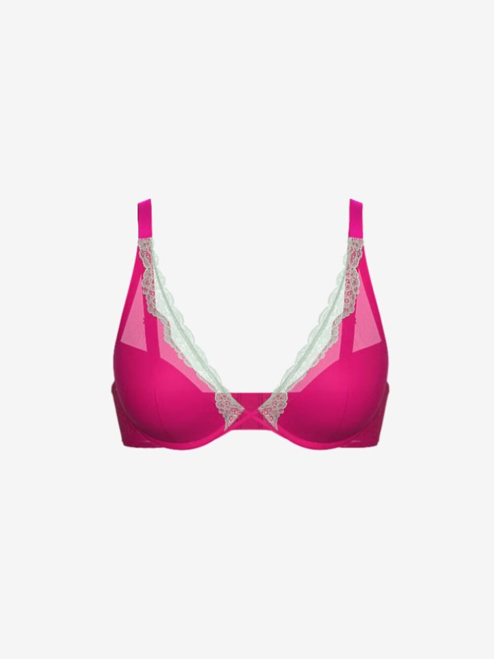 NWT Victoria's Secret Innovator Plunge Bra 34DD Titanium Strip Pink Lace